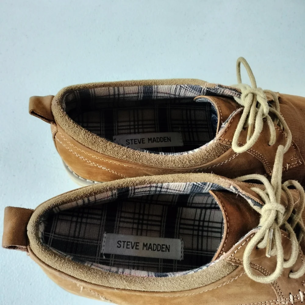 Steve Madden mens lace up brown Oxford shoes 12 preppy Office Comfort